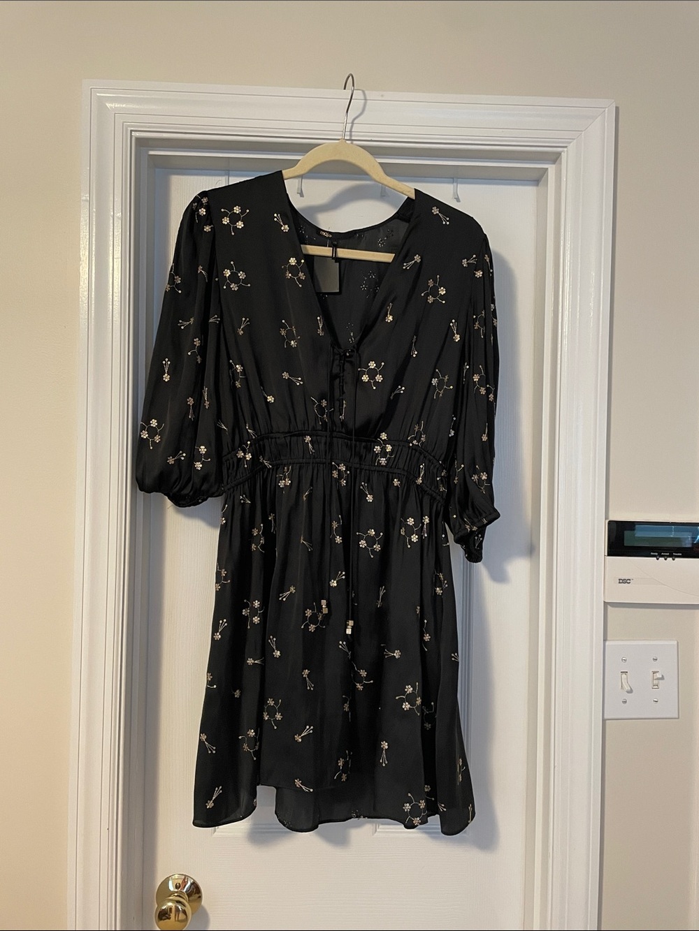 Maje Black Floral Mini Dress with Delicate Blossoms